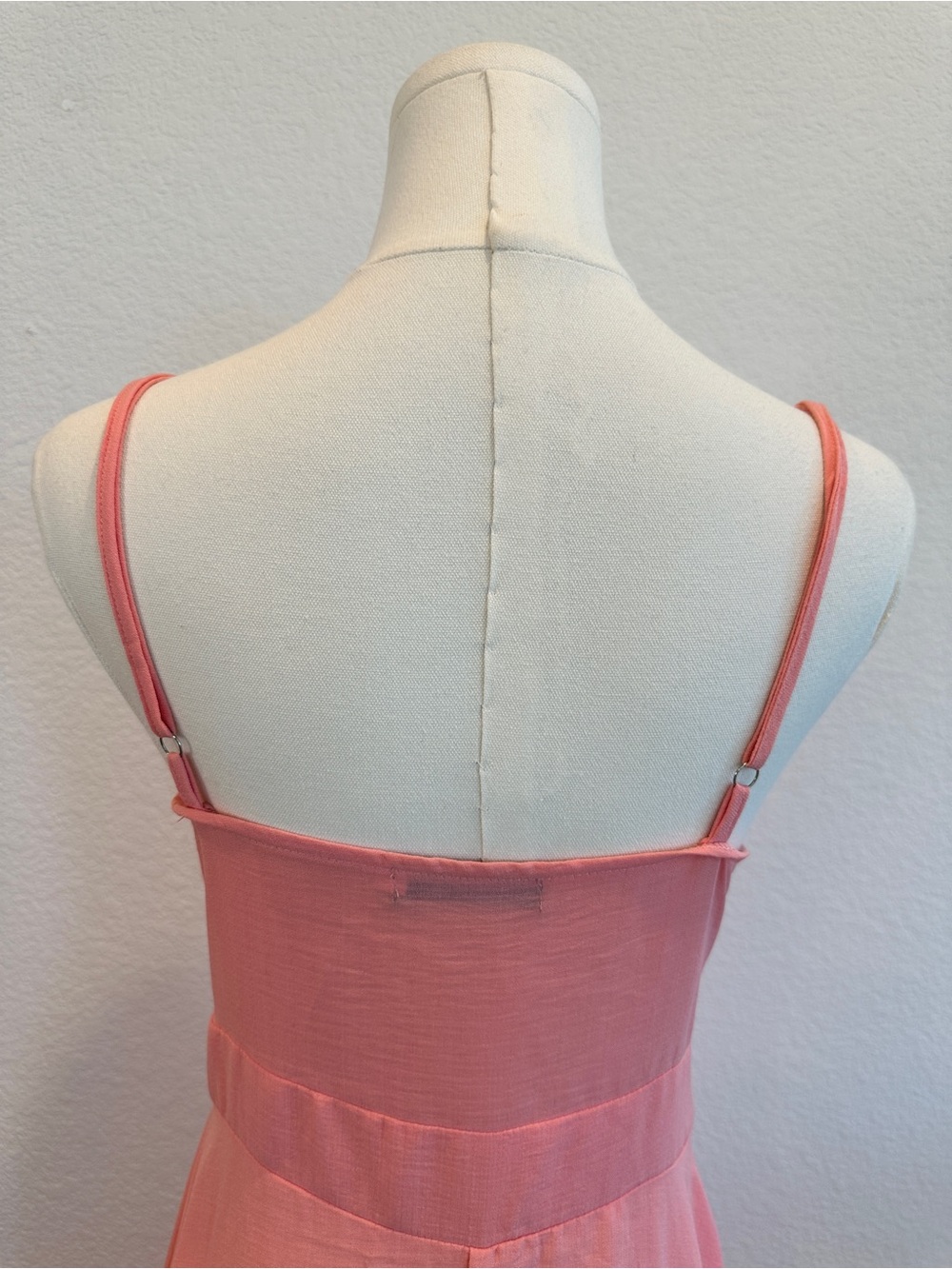 CBR Coral Pink Tie Front Maxi Dress Size Medium | Flowy Summer Dress - Picture 6 of 6